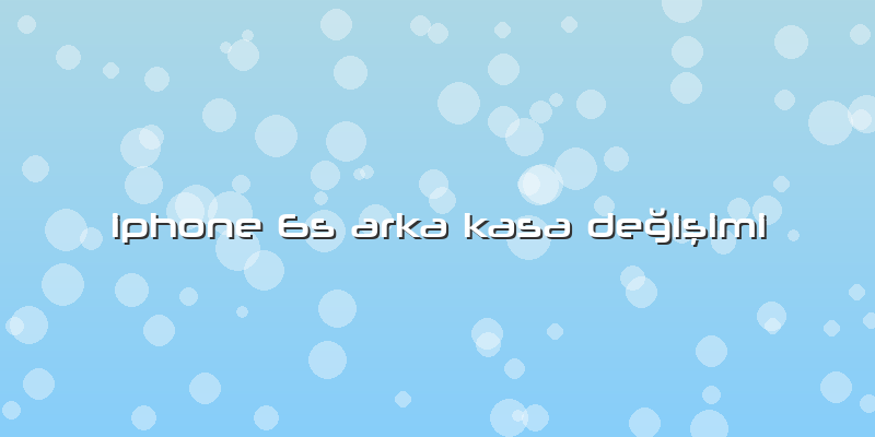 Iphone 6s Arka Kasa Değişimi