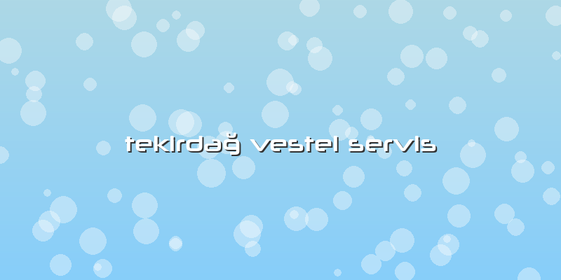 Tekirdağ Vestel Servis