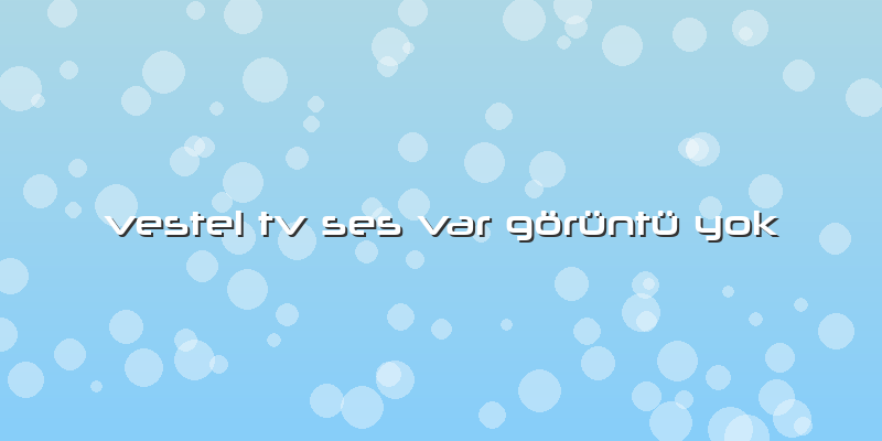 Vestel Tv Ses Var Görüntü Yok